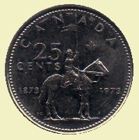 Canadian $00.25 peice back side, aka horse quarter